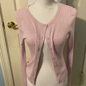 light pink cardigan
